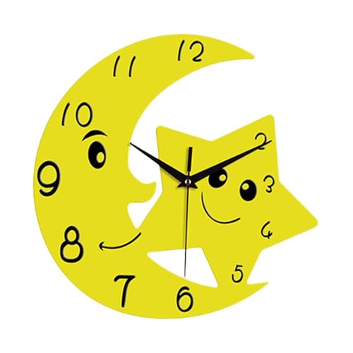 Qianly Niedliche Wanduhr in Stern Und Mondform Fürs Schlafzimmer von Qianly