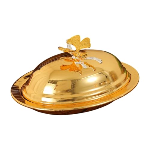 Qianly Obst Tablett Snackplatte Europäischer Lebensmittelbehälter Vielseitiger Butterschale Keeper Serviertablett für Urlaubsbuffets Wohnzimmer Haus zu Hause , Golden von Qianly