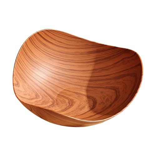 Qianly Obstschale Obstteller Serviertablett Trockenobstteller Knabberschale in Robustem Design mit Naturgetreuer Holzoptik für Süßwaren Und Als Dekoelement, Hellbraun von Qianly