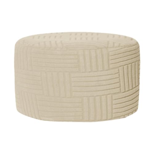 Qianly Round Ottoman Fußhocker Bezug Stretch Hockerhusse Rund Ottomane Abdeckung Elastisch Aus Polyester Spandex für Schlafzimmer Empfangsraum Wohnzimmer Bür, Beige von Qianly