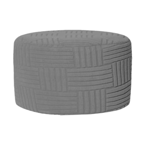 Qianly Round Ottoman Fußhocker Bezug Stretch Hockerhusse Rund Ottomane Abdeckung Elastisch Aus Polyester Spandex für Schlafzimmer Empfangsraum Wohnzimmer Bür, Hellgrau von Qianly