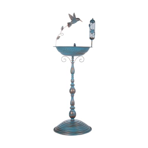 Qianly Vogelbadschale Aus Eisen, Mehrzweck, mit Vogelstatue für Terrasse, Rasen, Innenhof Qianly Vogelbadschale Aus Eisen, Mehrzweck, mit Vogelstatue für Terrasse, Rasen, Innenhof von Qianly