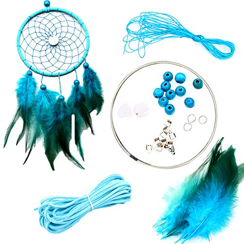 Handgefertigt Dreamcatcher,Spitze Traumfänger,Handgefertigt Spitze Traumfänger,Makramee Wandbehang Ornament,Boho Traumfänger, für Car Hochzeit Home Schlafzimmer Wohnzimmer Dekoration (Blau) von Qianqian