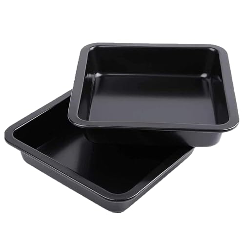 2 Stücke 22cm Brownie-Backform, Quadratisch Auflaufform Aus Edelstahlkern, Antihaft-Quadratische Kuchenform, Leicht Zu Reinigen Antihaftbeschichtung, Kohlenstoffstahl, für Kuchen, Lasagne, Schwarz von Qianqian