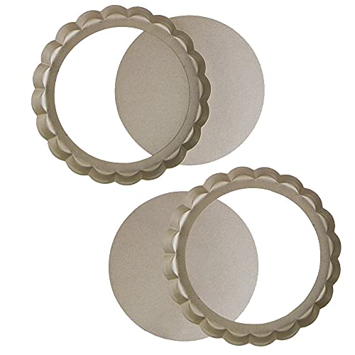 Tarte Backform Set, 2 Stücke Quiche Form Antihaftbeschichtet, Klein Tarteform, Doppelseitige Antihaft- Und Leicht Zu Lösende Dose Tarteform für Flan Machen, Baiser, Dessert Quicheform Hebeboden von Qianqian