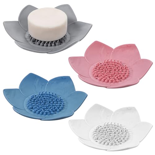 4 Stück Selbstentleerender Seifenablage Dusche Blumen-Seifenschale aus Silikon Seifenhaltern mit Blütenblatt Küche Seifenhalter Waschbecken für Badezimmer Küche Hält Seife Trocken 4 Stück Selbstentleerender Seifenablage Dusche Blumen-Seifenschale aus Silikon Seifenhaltern mit Blütenblatt Küche Seifenhalter Waschbecken für Badezimmer Küche Hält Seife Trocken von Qianyu