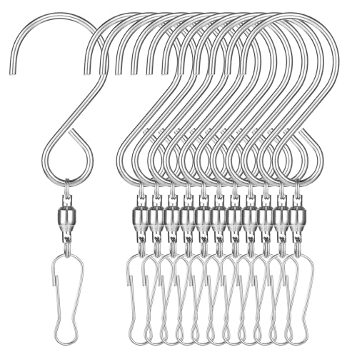 Qianyu 12 Stück drehbarer Hakenclip Spinning Windspielen Haken Clips Edelstahl Dual Clip Wirbel Windspinner zum Aufhängen von Windspielen Vogelfutterspender Gartenzubehör (Silber) Qianyu 12 Stück drehbarer Hakenclip Spinning Windspielen Haken Clips Edelstahl Dual Clip Wirbel Windspinner zum Aufhängen von Windspielen Vogelfutterspender Gartenzubehör (Silber) von Qianyu