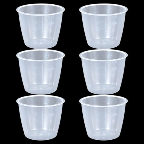 Qianyu 6 Stück 160 ml Messbecher transparente Plastik meßbecher aus Kunststoff Präzisions Messbecher mit Maßstab Mark Dosierhilfe für Labor Basteln Gießformen Schmuck Machen Küc von Qianyu
