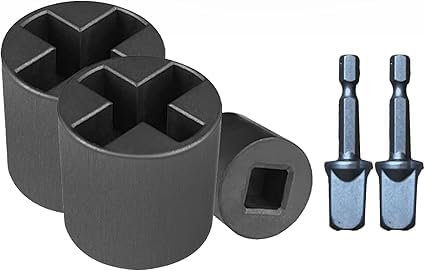 Universal Jack Socket Adapter for Hand Drill, Heavy Duty Socket Converter for Scissor Car Jack, Easy Tire Change Tool, Electric Trailer Jack Drill Adapter with a 1/5.1 cm Socket Adapter Bit (2 Set) von Qianzc
