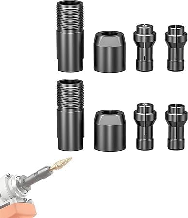 Winkelschleifer-Umwandlungszubehör-Set, M10-Gewindeadapter für 100er-Schleifer, Winkelschleifer auf Geradschleifer-Adapter mit 3 mm 6 mm Bohrfutter zum Schneiden (2 Set) von Qianzc
