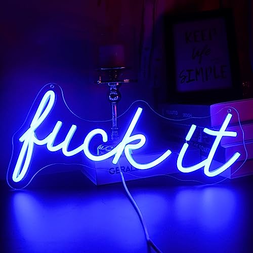 LED "Fuc*k It" Neon Zeichen Wort/Buchstaben USB Powered Neon Lichter für Zimmer Home Bar Kunst Wand Dekor Party Fenster Wohnzimmer Dekor Weihnachtsgeschenk (blau) von QiaoFei