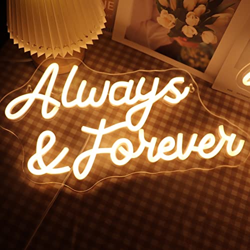 LED "always and forever" Neon Zeichen USB mit Dimmer Schalter Neon Lichter für Raum Home Bar Kunst Wand Dekor Hochzeit Verlobung Party Dekoration (Warmweiß) von QiaoFei