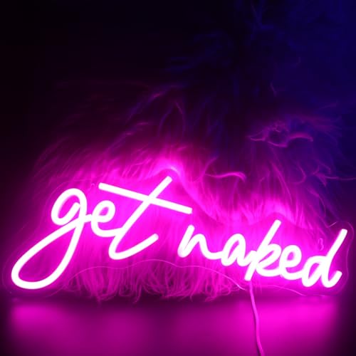 Led "Get Naked" Neonschild, Buchstaben, USB-betrieben, Neonlichter für Zimmer, Zuhause, Bar, Kunst, Wanddekoration, Party, Fenster, Wohnzimmer, Dekoration(Rosa) von QiaoFei