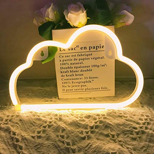 QiaoFei Niedliches Wolken Neonlicht für Kindergeschenk, LED Wolken Zeichen Dekor Licht, Festzelt Zeichen/Wand Dekoration für Weihnachten, Geburtstag, Wohnzimmer, Hochzeitsfest (Warmweiß) von QiaoFei