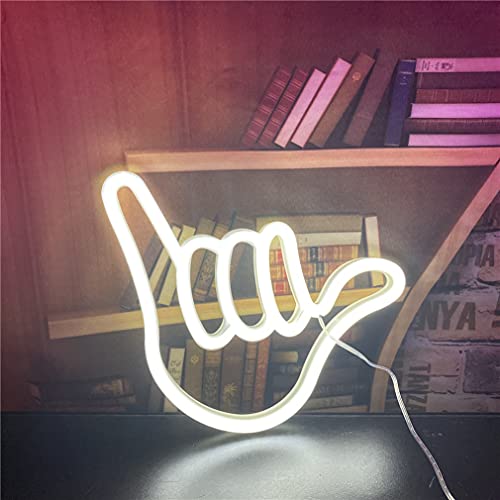 QiaoFei Handform Finger Neon Schild Lichter Hängend Dekorative Neon Licht USB oder Batteriebetrieben für Zuhause Schlafzimmer Bar Restaurant Weihnachten Geburtstag Party Geschenk LED Licht Weiß von QiaoFei