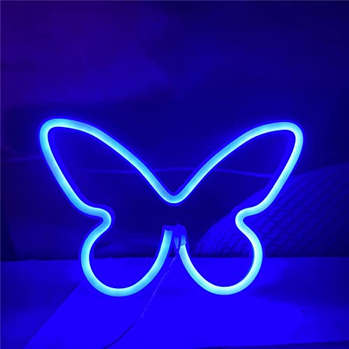 LED Schmetterling Neon Schild Lichter dekoratives Neon Licht USB oder batteriebetrieben für Zuhause Schlafzimmer Bar Restaurant Weihnachten Geburtstag Party Geschenk Kunst Licht (blau) von QiaoFei