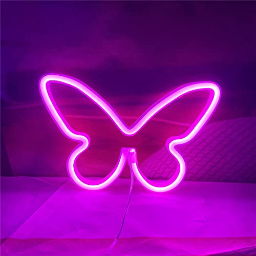 LED Schmetterling Neon Schild Lichter dekoratives Neon Licht für Zuhause Schlafzimmer Bar Restaurant Weihnachten Geburtstag Party Geschenk Kunst Licht (Pink) von QiaoFei