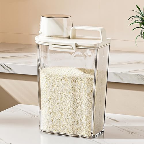 QiaoRong Reisspender Reisbehälter Hochtransparent Luftdicht Vorratsdosen mit Deckel Luftdicht Reis Aufbewahrung Müslispender mit Messbecher(16x9x33cm/6x4x13in) von QiaoRong