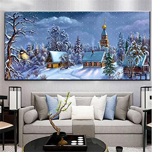 Diamant Painting Bilder,Diamond Painting Winterlandschaft,5D Diamond Painting für Erwachsene Und Kinder,DIY Diamant Malerei Painting Kits Dekoration Wohnzimmer Schlafzimmer Wand 30x90cm von Qiaojie