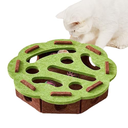 Qiaonan Interaktives Katzenspielzeug, Filz Labyrinth Spielbox, Selbstbeschäftigung Ball mit Glocken Zur Beschäftigung Mit Kratztraining Und Jagdspielen von Qiaonan