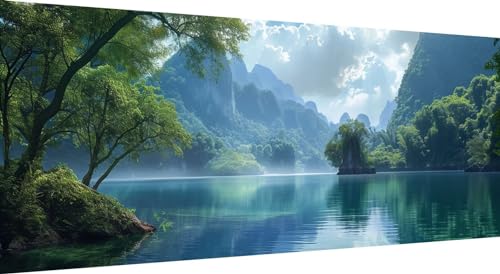 5D Diamond Painting, DIY Diamant Painting Bilder Landschaft, Diamand Painting Erwachsene Groß xxl, Kinder Diamant kunst Set mit Diamond Painting Zubehör, Home Wand Décor 125x50cm von Qiaoqoo