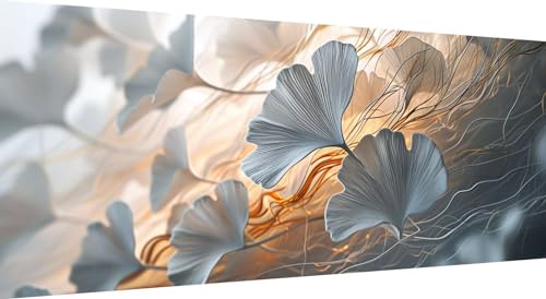 Ginkgo Biloba Diamond Art Painting Diamond Painting Bilder Erwachsene Basteln Runde Steine Strass Stickerei Kreuzstich Kunst Handwerk Diamant Malerei Set für Haus Wanddekoration 75x30cm von Qiaoqoo