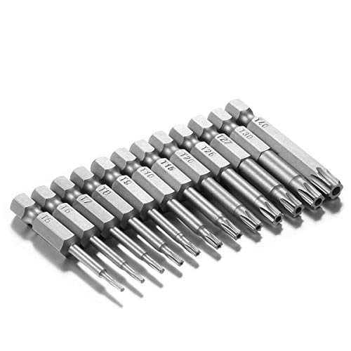 Torx Bits Schraubendreher Set, Qibaok 12tlg 50mm Extra lang und magnetisch 1/4 Zoll Sechskant Schaft Elektrische Schraubendreher Werkzeuge T5-T40 von Qibaok