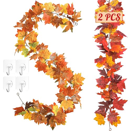 Qiblaou Herbst Girlande 2 Stück Herbstblätter Girlande100cm Deko Girlande Rot, Orange, Gelb & Orange und Gelb Herbst Künstliche Herbstblätter mit Haken, Geeignet für Thanksgiving Qiblaou Herbst Girlande 2 Stück Herbstblätter Girlande100cm Deko Girlande Rot, Orange, Gelb & Orange und Gelb Herbst Künstliche Herbstblätter mit Haken, Geeignet für Thanksgiving von Qiblaou
