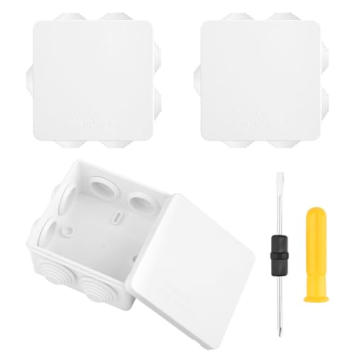 3 Stück Anschlussdose, Verteilerdose Wasserdicht mit 1 Schraubendreher, Aufputz Verteilerdose, Abzweigdose Wasserdicht, Aufputzdose für Elektroinstallationen von Qichan