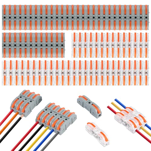 80 Stück Kabelverbinder, Verbindungsklemme mit Betätigungshebel Bilateral Leiter, Kombinierbare Durchgangsverbinder, Kabelklemmen Elektro für Kabel Verbinden 80 Stück Kabelverbinder, Verbindungsklemme mit Betätigungshebel Bilateral Leiter, Kombinierbare Durchgangsverbinder, Kabelklemmen Elektro für Kabel Verbinden von Qichan
