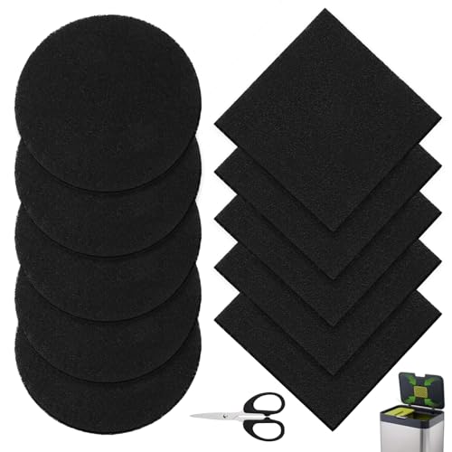 10 Stück Aktivkohlefilter für Küchenmüllkomposter, Katzenklo Filter Rund und Quadratisch mit 1 Schere, Aktivkohle Katzenklo, Aktivkohlefilter Matte für Biomülleimer von Qichan