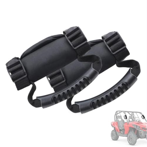 2 Stück Universal Roll Cage Bar Griff Grip Sicherheit Armlehne justierbar für UTV ATV (Schwarz) von Qichenx