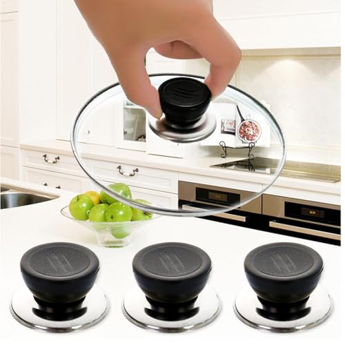 Qidures 3pcs Topfdeckelgriff, Topfdeckelknauf Topfdeckelknöpfe Topfdeckelknopf Ersatzgriff Hitzebeständig U-niversal Topfdeckel Griff Deckelgriffe Mit Schrauben Für Pfannendeckel Mit Loch Geeignet von Qidures