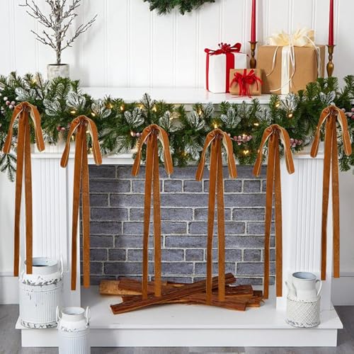 Qidures 6 Stück Tannenbaum Schleifen Samt - 60x40cm Weihnachtsbaum Schleifen Samt Weihnachtsschmuck Rote Samtschleifen Für Christbaumschmuck, Kranzs, Girlande Samtschleifen von Qidures