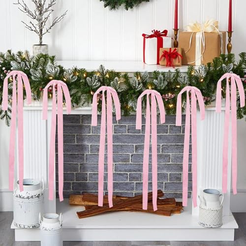 Qidures 6 Stück Tannenbaum Schleifen Samt - 60x40cm Weihnachtsbaum Schleifen Samt Weihnachtsschmuck Rote Samtschleifen Für Christbaumschmuck, Kranzs, Girlande Samtschleifen von Qidures