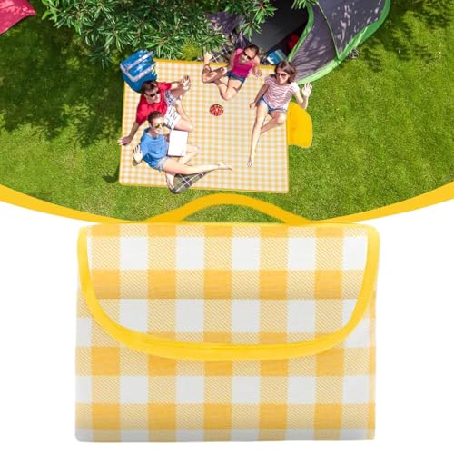Qidures Picknickdecke, 200x200cm Stranddecke Picknickmatte, Sanddichte Campingdecke, Camping Decke wasserdichte Mit Tragegriff Faltbare Für Picknick Camping 4-7 Personen von Qidures