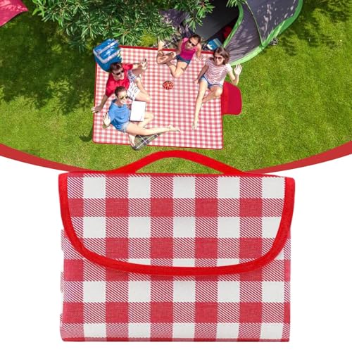 Qidures Picknickdecke, 200x200cm Stranddecke Picknickmatte, Sanddichte Campingdecke, Camping Decke wasserdichte Mit Tragegriff Faltbare Für Picknick Camping 4-7 Personen von Qidures