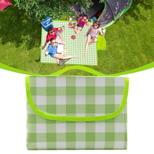Qidures Picknickdecke, 200x200cm Stranddecke Picknickmatte, Sanddichte Campingdecke, Camping Decke wasserdichte Mit Tragegriff Faltbare Für Picknick Camping 4-7 Personen von Qidures