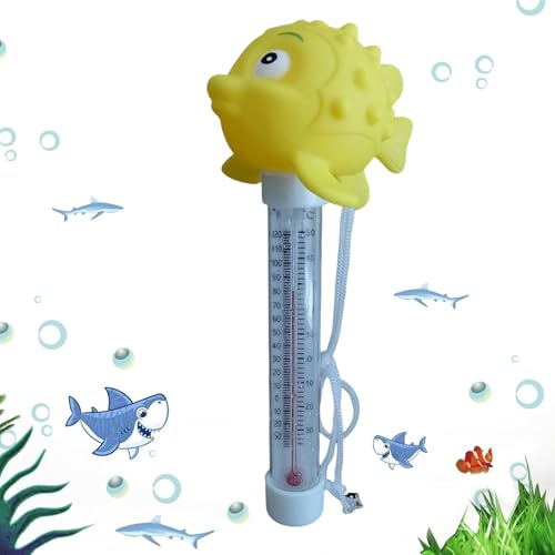 Schwimmende Pool Thermometer, Süße Fischpool Floating Pool Thermometer PoolTemperaturmesser Mit Schnur Bruchfest Wasserthermometer Wasser Temperatur ThermometerFürPool, Spa, Schwimmbäder von Qidures
