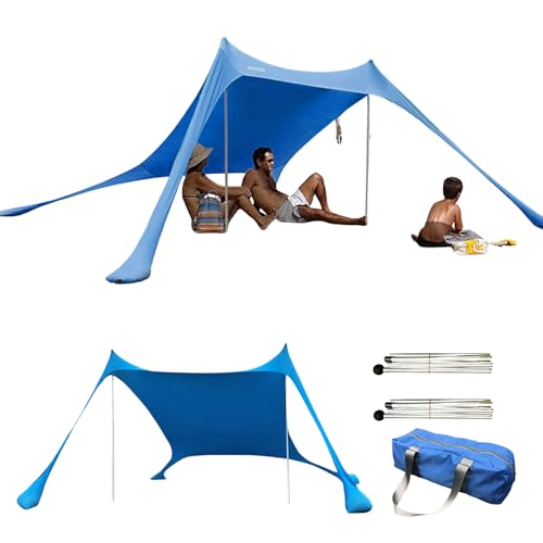 Strandzelt, 200x160x160cm Strands Schatten Zelt Markise, Sonnendach Sonnensegel Mit Alu Stangen Tragetasche, LSF50+ Lycras Sonnenschutz Beach Shelter, Sonnenschutz Strandmuschel Für Campingausflüge von Qidures