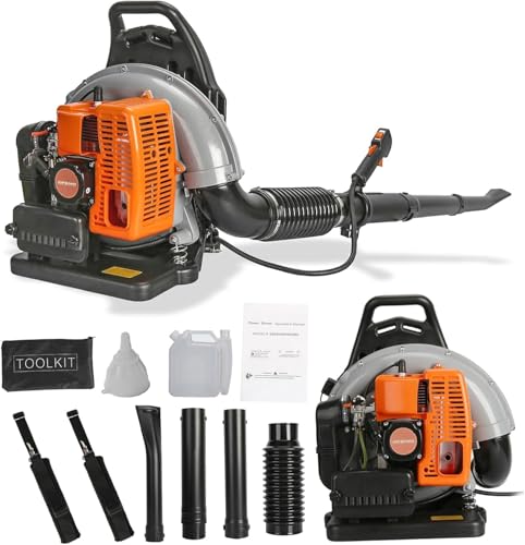 Benzin Laubbläser 65 cc, Zeit 3,6 PS, Gartenbläser, 1 Set Laubbläser 2-Takt-Motor, Schneefräse, hohe Widerstandsfähigkeit für den Außenbereich (EB650-01) von Qiebenav