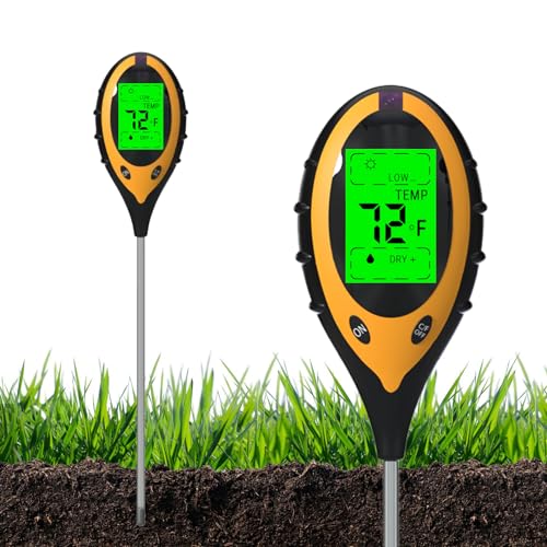 Qieryun 4-In-1 Ph Messgerät Erde, Ph/Temperatur/Licht Feuchtigkeitsmessgerät Pflanzen Mit Digitalem Led Display Bildschirm Für Gartenbau, Landwirtschaft Und Outdoor von Qieryun