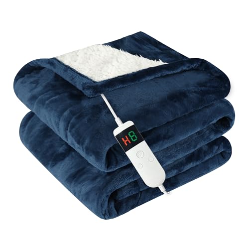 Qieryun Heizdecke Mit Abschaltautomatik, 130x180CM, 10 Heizstufen 8 Stunden Auto-Off-Timer Überhitzungsschutz, Wärme Decke Flanell Maschinenwaschbar, Beheizbare Decke Für Zuhause & Büro von Qieryun