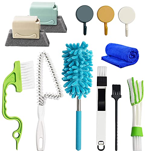 Fensternut-Reinigungsbürsten-Set Magic Gap Cleaner Tool Handheld 12Pcs Professional Jalousien Slot Duster Kit Schiebetür Ecke/Fensterladen/Vorhang/Autoentlüftungen/Klimaanlage von QeeHeng