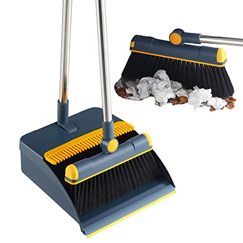 Qihuyi Broom with Dustpan Long, 180° Rotatable Broom and Dustpan Set with Long Handle and Comb Teeth, Upright Foldable Storage, Sweeping Set for Home, Garden, Balcony, Patio von Qihuyi