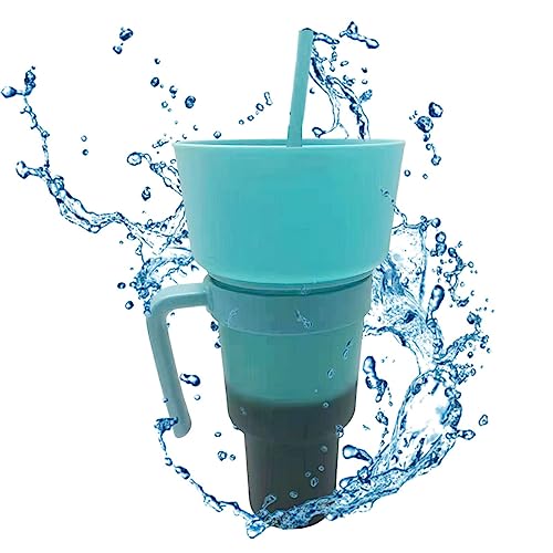 Qihuyi Stadium Cup with Snack Bowl, 2-in-1 Combination Cup, Leak-Proof, Portable Travel Snack and Drink Cup with Straw, Colour-Changing Stadium Cups for Girls and Adults von Qihuyi