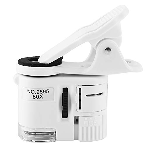 Taschenmikroskop, 9595W 60X Lupe Mini-Mikroskop LED-UV-Licht Handy-Clip-Mikroskop Handmikroskop Mini Taschen Mikroskop zur Währungserkennung, Schmuck- und Antiquitätenbewertung von Qiilu