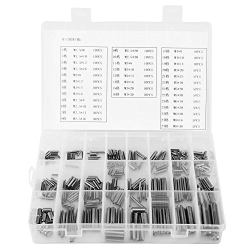 Federstiftbox, 280 Stück Federspannungsstifte aus Edelstahl, M1,5, M2, M2,5, M3, M5, M6, M8, mit Box von Qiilu