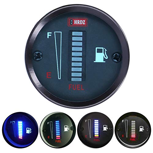 Kraftstoffstandanzeige,52 mm Durchmesser 12 V Einstellbarer Widerstand Universal LED Kraftstoffanzeige Kraftstoffanzeiger Kraftstoff Anzeige für Auto Motorrad LKW Wohnmobil von Qiilu