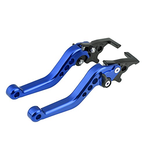 Qiilu 1 Paar CNC Aluminiumlegierung Motorrad Roller Modifikation Doppelscheibe Bremshebel Universal(Blau) von Qiilu